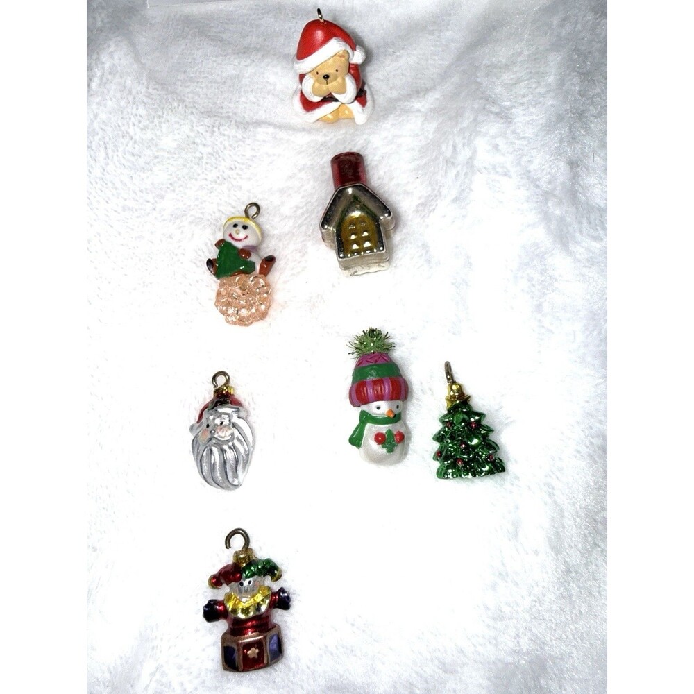 christmas ornaments lot of 7 miniatures glass and resin